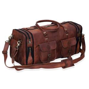 lot 61051 image: Handmade Vintage Travel Luggage 30 Inch Duffel Gym Sports Bag Weekender Travel Overnight Carry One Duffel Bag For Men (30 inch large) - Retail $95.49