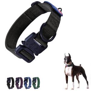 lot 61052 image: KCUCOP Tactical Dog Collar, Adjustable Heavy Duty Military Dog Collars with Quick Release Metal Buckle for Medium and Large Dogs (M-1, Black)