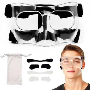 lot 61054 image: Nose Guard for Broken Nose, Protective Face Masks for Basketball and Soccer Sports,Adjustable Face Mask with Foam Padding for Men and Women, Clear