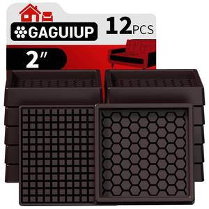 lot 61067 image: Non Slip Furniture Pads - 2x2 Anti Skid Caster Cups, 12PCS Square Furniture Coasters for Hardwood Floors, Anti Slide Furniture Cup Bed Floor Protectors, Furniture Stoppers to Prevent Sliding(Brown)