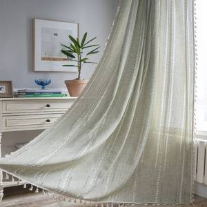 lot 61070 image: ColorBird Sage Green Curtains 84 inch Length, 2 Panels Boho Linen Curtains for BedroomRoom Darkening Curtains & Drapes, Embroidered Window Curtain Panels for Dining Living Room Nursery Doorways