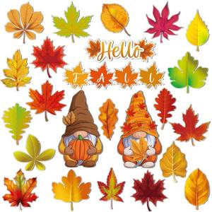 lot 61075 image: Umigy 25 Pcs Thanksgiving Magnets for Refrigerator Thanksgiving Fridge Magnet Decoration Hello Fall Garage Door Magnets Maple Leaf Gnome Magnet Decoration for Locker Fridge Car Cabinets Home Decor