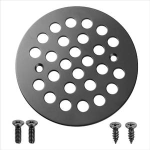 lot 61077 image: BlueStars 4-14� Metal Shower Strainer Drain Trim Set - Screw-in Shower Strainer Drain Cover- US Standard Size - Complete Kit with Machine Screws & Self-Tapping Screws Included Screws