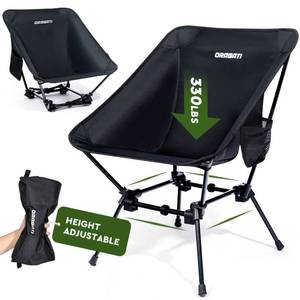lot 61081 image: Oragati Lightweight Camping Chair, 2-Way Backpacking Chair High or Low Profile, Portable Folding Camp Chairs Compact Design for Outdoor, Beach, Hiking, Picnic, Black