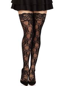 lot 61099 image: Leg Avenue Womens Hosiery Thigh Highs, Black Lace, One Size