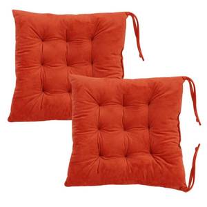 lot 61131 image: 2 Pack Square Seat Cushion Chair Pads for Kitchen Dining Chairs, Soft Comfort Velvet Chair Mat Pillow Cushions with Ties for Office Desk Living Room Tatami 15.5, Orange