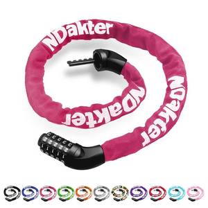 lot 61135 image: NDakter Bike Chain Lock, 5-Digit Combination Anti-Theft Bicycle Lock, 3.24.275feet Long Security Resettable Bike Locks Heavy Duty for Bike, Motorcycle, Bicycle, Door, Gate, Fence, Grill, Pink