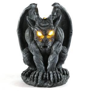 lot 61138 image: MIBUNG Large Winged Gargoyle Statue with Solar Lights Outdoor Decor, Sitting Gargoyle Monster Dragon Garden Guardian Gothic Creep Scary Sculpture, Patio Yard Lawn Decorations, Valentines Day Gift
