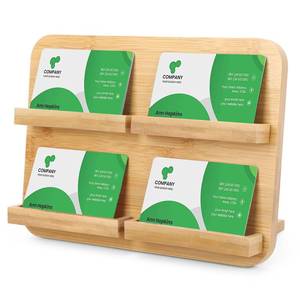 lot 61146 image: 2 Tier Business Card Holder Display Wood 4 Card Slots Multiple Business Card Holder Case Postcard Holder Display Stand Business Card Organizer Box Gift Card Display Stand for Desktop Office Home (1)