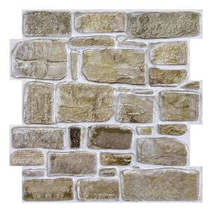 lot 61154 image: Commomy 10 Pcs 3D Faux Stone Wall Panel Peel and Stick Wall Tile 11.8 x 11.8 Ultralight PVC 3D Stone Textured Wall Panels for Interior Wall Decor Living Room, Bedroom, Fireplace Fall Decor