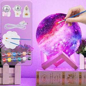 lot 61163 image:  Update 2024 Paint Your Own Moon Lamp Kit, 5.9 inches-Button Battery Type DIY Moon Night Light for Kids Art Supplies Creativity Arts & Crafts Kit for Kids, Teen Girls Boy Birthday