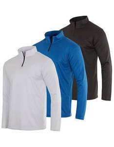 lot 61182 image: 3 PackMens Quarter 14 Zip Pullover Long Sleeve Athletic Mesh Quick Dry Dri Fit Shirt Gym Running Performance Golf Half Zip Up Top Thermal Workout Sweatshirts Sweater Sports Track Jacket-Set 3,L