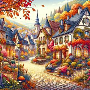 lot 61187 image: HUADADA Jigsaw Puzzles for Adults 1024 Pieces, Town in Autumn Interlock Perfectly Letter on Back No Dust, Home Decor Birthday Party Toy for Men Women Elders Seniors (19.6x19.6), 11 Poster