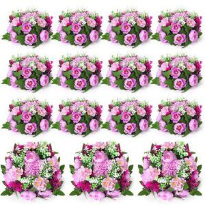 lot 3487 image: Tigeen 15 Pcs Artificial Flowers Balls, 10 inch Flowers Ball for Centerpieces, Rose Balls Arrangement Bouquet with Base Flower Peony Ball for Wedding Party Centerpiece Table Decor(Pink)