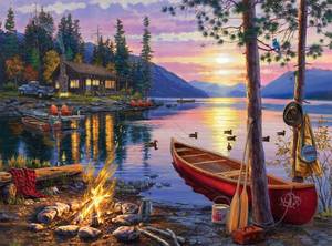 lot 3500 image: Buffalo Games - Darrell Bush - Canoe Lake - 1000 Piece Jigsaw Puzzle