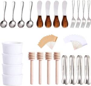 lot 3503 image: Charcuterie Accessories(25 Psc), Cheese Spreaders For Charcuterie Board, Mini Serving Spoons, Blank Toothpick Flags, Bowl For Christmas Pastry Making, forks And Mini Serving Tongs