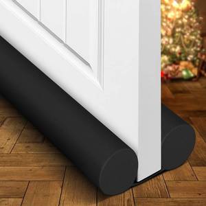 lot 3505 image: Holikme Door Draft Stopper Weather Stripping Window Breeze Blocker Adjustable Door Sweeps, Black