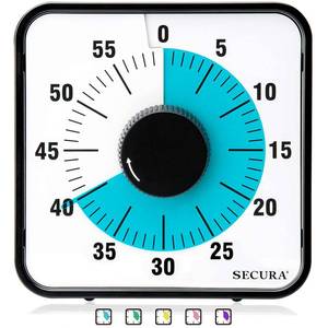 lot 3506 image: Secura 60-Minute Visual Countdown Timer, 7.5-Inch Oversize Classroom Visual Timer for Kids and Adults, Durable Mechanical Kitchen Timer Clock with Magnetic Backing (Blue)