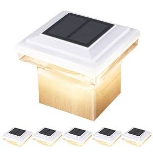 lot 3509 image: CEED4U Solar Post Cap Lights 6 Packs 30 Lumen Decorative Deck Post Cap Light Brightness Warm White SMD LED Lighting IP65 Waterproof Fit 4x4 5x5 or 6x6 Wooden Vinyl Posts for Fence Deck Patio White