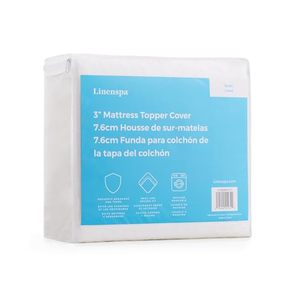 lot 3511 image: Linenspa 3 Inch Mattress Topper Cover Twin Cover Only Machine Washable Breathable Non Slip Cover for Mattress Topper with Zipper Only White