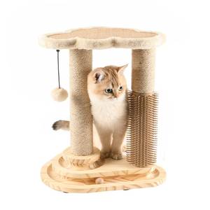 lot 3517 image: Made4Pets Cat Scratching Post, Cat Self Groomer for Indoor Cats, Cloud Soft Perch for Rest, 17.5 Tall Natural Sisal Scratcher Cat Grooming Interactive Ball Track Toys for Small Cats Kittens (Missing Instructions)