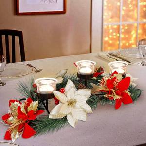 lot 3534 image: GUOOU Christmas Tabletop Centerpiece, Christmas Tealight Candle Holders, Christmas Glass Votive Candle Holders, Romantic Holiday Candelabrum for Home Party Christmas Table Mantel Decorations