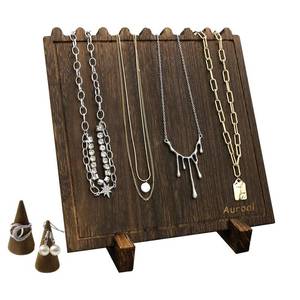 lot 3538 image: Auroal Wood Necklace Display Stand, Jewelry Display Stand For Necklaces, Necklace Holder Bust, Bust Easel Jewelry Display for Shows, Include Necklace Display (Brown)