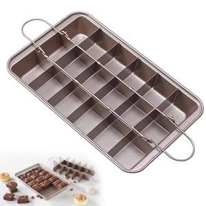 lot 3543 image: Kundalini Brownie Pan with Dividers Non-stick Rectangular Baking Pan with Built-in Slicer,it Can Make Brownie Bite,Cake,Fudges and Chocolate 12.4x8x2(Champagne Gold)