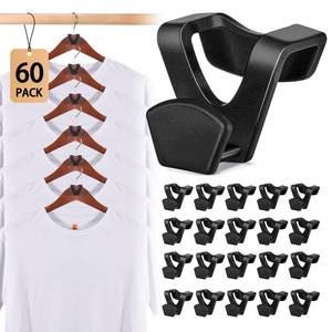 lot 3545 image: HOUSE DAY Space Saving Hanger Hooks 60 Pack, Black Clothes Hanger Connector Hooks, Heavy Duty Hanger Hooks Space Saver, Premium College Dorm Room Essentials, Good Closet Organizers and Storage