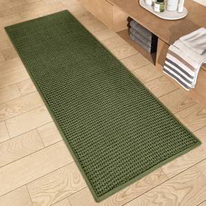 lot 3549 image: Color&Geometry Green Bathroom Runner Rug- Non Slip, Absorbent, Quick Dry, Thin, Washable- 20x47 Long Bath Mat Runner Chenille Bathroom Carpet for Bathroom Floor, Shower, Bathtub, Vanity