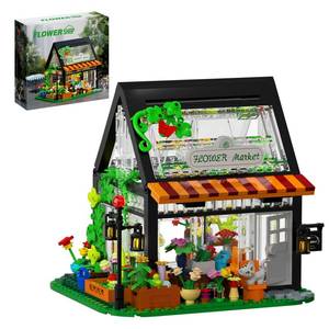 lot 5465 image: Flower Shop Building Kit Girls for Girls 8-12, Flower House Building Toy with LED Light, Greenhouse Model, Garden House Building Set Compatible for Lego, Great Gift (498 PCS)