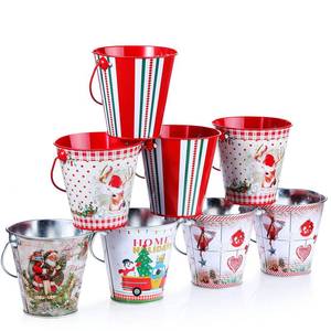 lot 5467 image: Sawysine 8 Pcs Christmas Metal Bucket Christmas Tin Pot Snowman Candy Bucket Xmas Galvanized Tin Christmas Metal Pail Flower Bucket for Home Garden Christmas Party Decoration(Cute Style)