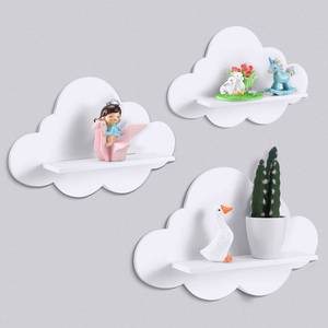 lot 5468 image: Tatuo 3 Pieces Wavy Floating Shelves Cute Cloud Shelves Daisy Flower Plant Wall Shelf Kawaii Danish Room Decor Funky Squiggle Wall Shelf Preppy Book Shelf for Wall(White, Cloud)