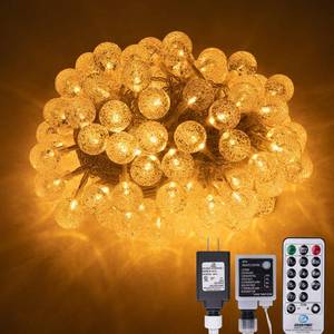 lot 5471 image: AWQ 100 LED 49 FT Globe Ball String Lights Crystal Bubble Ball Fairy String Lights Plug in with Remote 8 Modes Extendable for Indoor Outdoor Wedding Christmas Tree Garden Decor (Warm White)