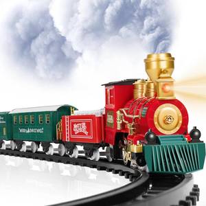 lot 5472 image: OleFun Christmas Train Set, Electric Train with Water Steam, Sounds & Lights, Model Train Set for Under The Xmas Tree, Railway Kit Gifts for 3, 4, 5, 6, 7, 8 Year Old Boy & Girl