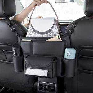 lot 7461 image: SGLRT Purse Holder for Car Net Pocket Handbag - Durable Large Capacity Automotive Organizers and Storage Between Seats Phones Documents Cups More(Black) 0032-style7