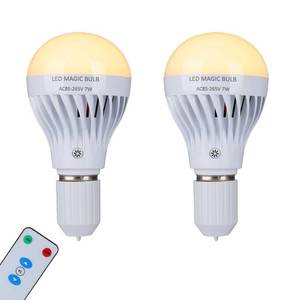 lot 7462 image: BSOD Rechargeable Light Bulbs, LED Magic Bulb with Remote Controller Warm White Emergency Lamp Without Electricity Battery Operated Light 7W Bulb E26 for Home Indoor Lighting (Warm White 2 Pack)