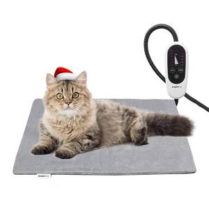 lot 7465 image: BurgeonNest Heated Cat Bed, Pet Heating Pad with Timer, 18 x 16 Upgraded Electric Heated Dog Bed with Temperature Adjustable Heated Pet Mat Warmer Blanket Auto Power-Off