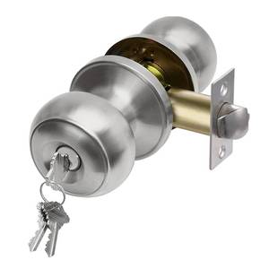 lot 7475 image: CML Hardware Keyed Entry Door Knob Set, Entrance Door Lock in Solid Stainless Steel for Exterior and Interior, Round Ball Handle, 1 Pack