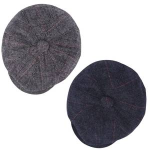 lot 7478 image: 2 Pack Newsboy Hats for Men Classic 8 Panel Wool Blend Ivy Hat Black Grey