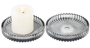 lot 7482 image: Vixdonos 3.8 Inch Glass Pillar Candle Holder Set Pack 2 Gear Round Plate Serrated Candle Stand for Table Centerpieces,Party, Wedding and Home Decor
