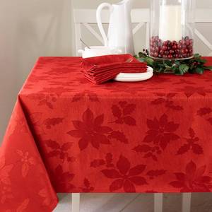 lot 7489 image: Benson Mills Poinsettia Legacy Damask Fabric Table Cloth, Holiday, Winter, and Christmas Tablecloth (Red, 52 X 52 Square)