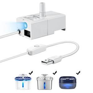 lot 9435 image: Veken Replacement Pump for 67oz, 95oz and 135oz Pet Fountain Cat Water Fountain Dog Water Fountain Ultra Quiet Long Lifespan Water Pump, USB Cable, LED Lights