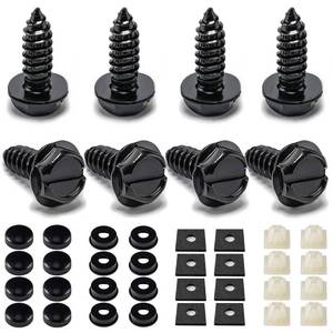 lot 9438 image: Hoewina License Plate Screw Kit, 8 Sets Stainless Anti Theft License Plate Screws, Anti-Rattle & Rust-Proof Bolts for Securing License Plates Frames or Covers on Cars, Trucks, SUVs (Black)