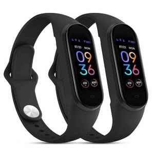 lot 9441 image: Wanme Bands for Amazfit Band 5 Replacement Strap Women Men, 2 Pack Soft Silicone Sport Strap Compatible with Amazfit Band 5 Wristband Accessories (BlackBlack)