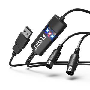 lot 9464 image: FORE MIDI to USB Interface MIDI Adapter with Input&Output Connecting with KeyboardSynthesizer for Editing&Recording Track work with WindowsMac OS for Studio USB 2.0 Color Black - 6.5Ft
