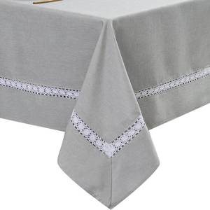 lot 9469 image: EHouseHome Heavy Duty Fabric Tablecloth with White Lace-WaterproofWrinkle FreeStain ResistantOil Proof-for Dining,Indoor&Outdoor,Wedding,Holiday,Silver Grey,Square 52x52Inch