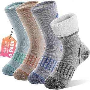 lot 9473 image: Anlisim Kids Merino Wool Hiking Socks Boys Girls Thermal Winter Warm Boot Thick Snowboarding Socks 4 Pairs for Teen(Color Mix,4-7 Y)