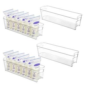 lot 9475 image: Vtopmart Breastmilk Storage Container 4PCS Set, Clear Freezer and Fridge Organizer Bins, Plastic Storage Bins for Breast Milk, Baby Pouches, Formula, Bottles and Yogurts, 4.3 Width, 14.7 Long