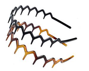 lot 9502 image: Set of 2 Zig Zag Black Plastic Sharks Tooth Hair Comb Headband Hair Hoop Accessory for Womens Lady Girls (1 Black Color1 Brown)